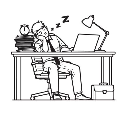 Yorgun İşadamı Masasında Uyuyor