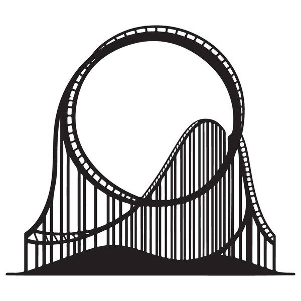 Захватывающий силуэт американских горок захватывающая езда вектор иллюстрации тематический парк