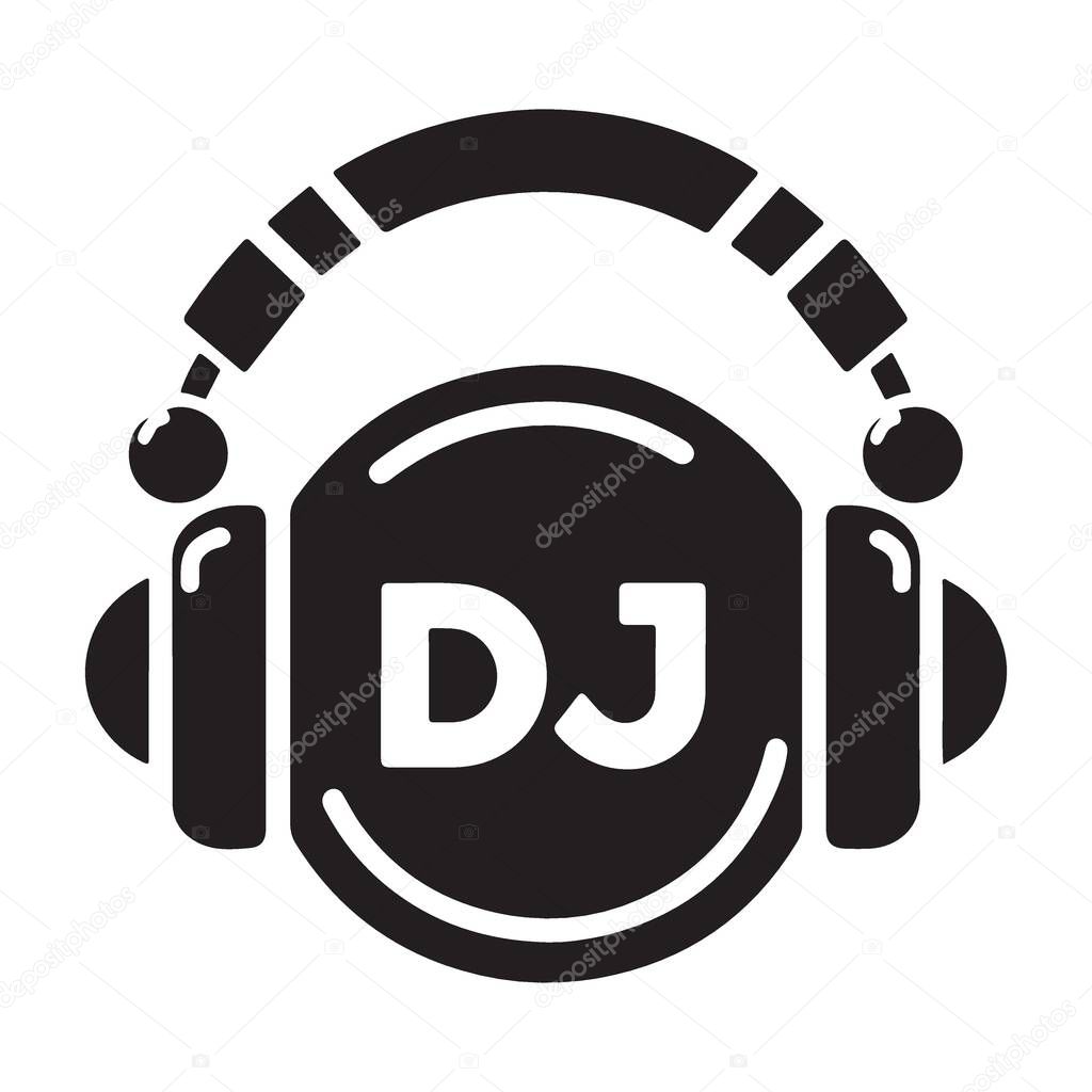 Dj Headphones Silhouette Vector Logo for Music Mixing and Production