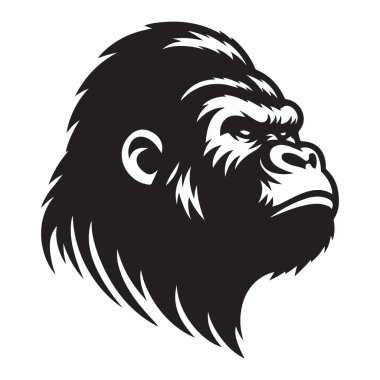 Güçlü goril baş vektör illüstrasyonu Ciddi yüz maskotu tasarımı