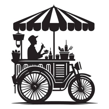 Sokak Gıda Arabası Vektörü Mutfak Zevklerinin Silüeti