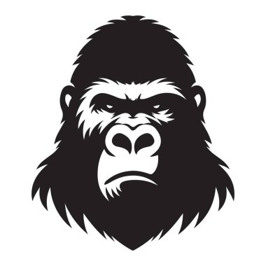 Ciddi goril baş vektör illüstrasyon maskot logosu güçlü vahşi hayvan