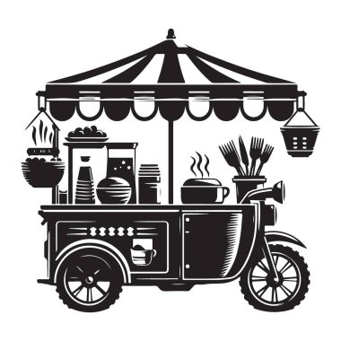 Siluet Yemek Kamyonu Mobil Mutfak Vektörü Resimleri