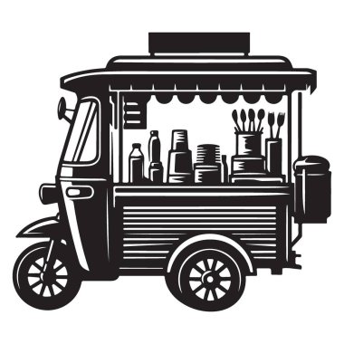 Mobil Yemek Kamyonu Vektör İllüstrasyonu Marka İhtiyaçlarınız İçin Mükemmel