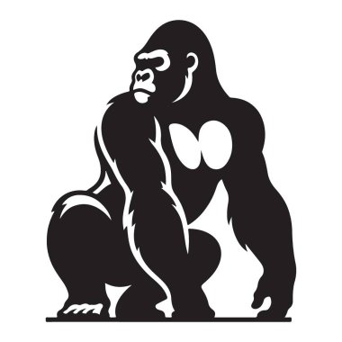 Vahşi Yaşam İçin Güçlü Goril Silüeti Vektör İllüstrasyonuName