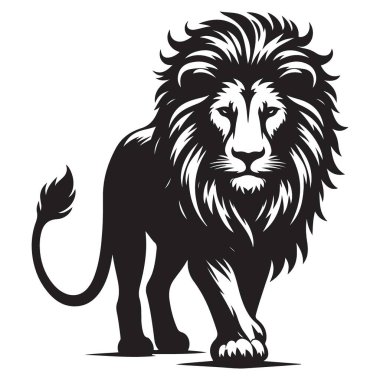 Görkemli Aslan Silueti Vektör İllüzyonu Muhteşem Tasarım için Mükemmel