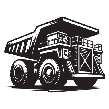 Kalın Dökme Kamyonu Siyah ve Beyaz Ticari Araç Silueti