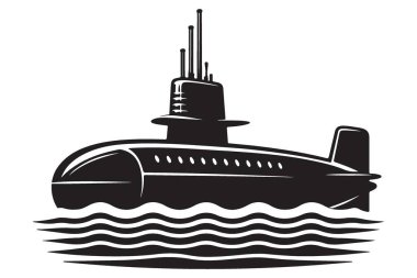 Okyanus silueti taşıyıcı sualtı keşif sembolü olan denizaltı gemisi