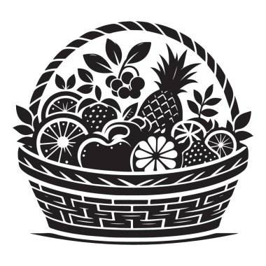 Fruit Basket İllüstrasyonu Taze ve Sağlıklı Ürün Tasarımı