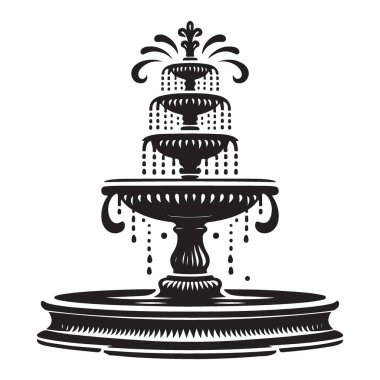 Klasik katmanlı çeşme tasarımı vektör illüstrasyon su özelliği