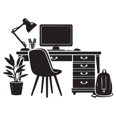 İçişleri Bakanlığı Masa ve Bilgisayar Vektörü Sanatı ile Siluet