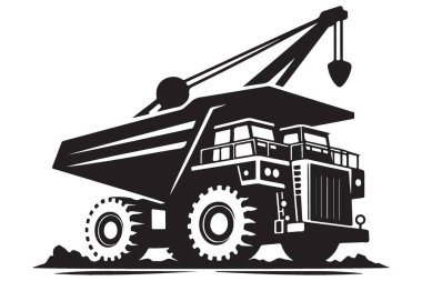 Ağır Madenci Kamyonu Silueti Ağır Makineler Vektör Çizimi