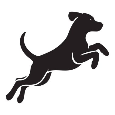 Siluet Enerjili Köpek Sıçrama Eylem Vektörü Resimleri