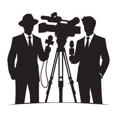 Haber ve Medya Kuruluşları İllüstrasyon Vektörünü Bildiren Gazeteciler