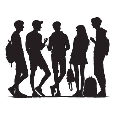 Gruptaki gençlerin silueti sıradan arkadaşlık buluşmalarında bir arada duruyorlar.