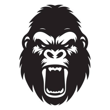 Öfkeli goril silueti şiddetli bir şekilde vahşi hayvan gibi kükrüyor.