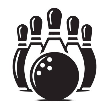 Bowling İğneleri ve Top Vuruşu Vektör İllüstrasyonu Spor Tasarımı