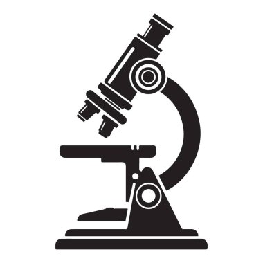 Bilimsel Araştırmalar için mikroskop Siluet Vektörü İllüstrasyon ve Analizi