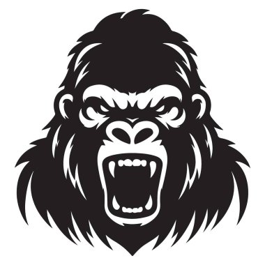 Güçlü Maskot Tasarımları için Agresif Goril Silueti Vektör İllüstrasyonu