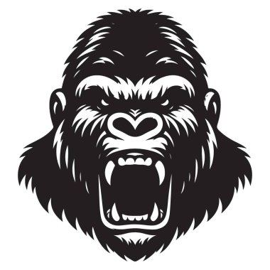 Vahşi Goril Kükreyen Vektör İllüstrasyon Gücü ve Ham Gücün Sembolü