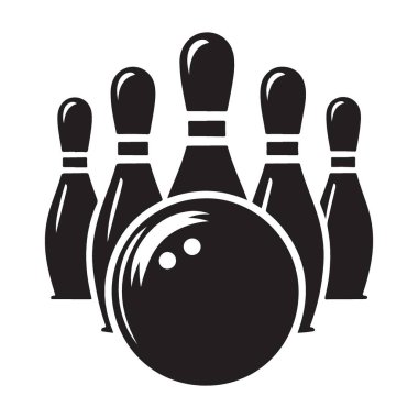 Bowling İğneleri ve Top Vektörü İllüstrasyonu Grev Spor Teması Tamamlandı