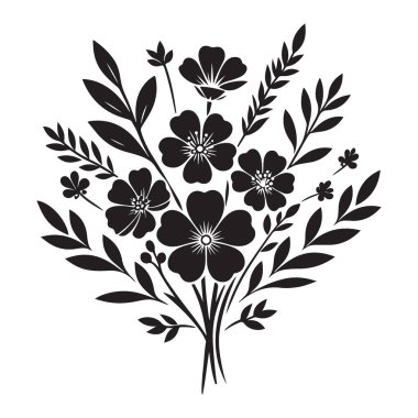 Zarif Çiçek Buketi Dekoratif Çiçek Düzenleme Vektörü