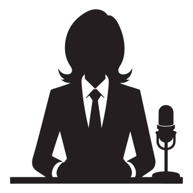 İş kadını Siluet Vektör Görüntü Sunucusu Haber Sunucusu Konuşan Tasarım