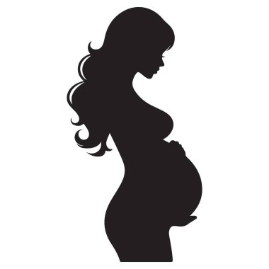 Karnında taşıyıcı illüstrasyon olan hamile kadın silueti.