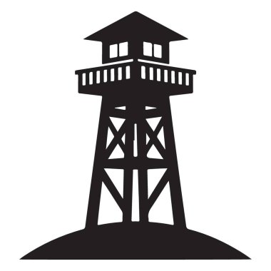 Watchtower Siluet Vektör Resimleri Güvenlik Konsepti Sanat Tasarımı İçin İdeal