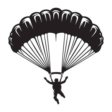 Extreme Sports Artwork için Skydiver Siluet Vektör İllüstrasyonu