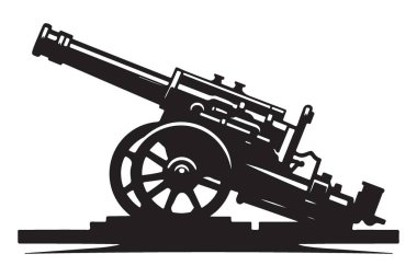 Topçu Topu Vektör Silueti Güçlü Askeri Silah Resmi İndirme