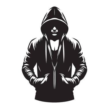 Siluet Başlıklı Adam Gizemli Anonim Hacker Vektör Resimleri