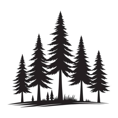 Doğa severler için gür kozalaklı ağaçlar orman illüstrasyonu