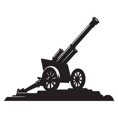 Tarihi savunma tasarımı için klasik top silueti çizimi