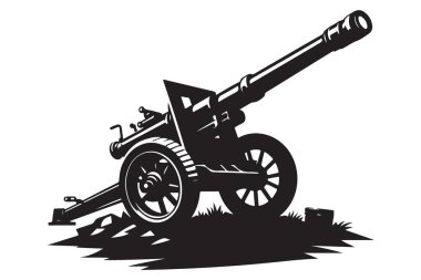 Tarih Projeleri Tasarımı için Siluet Cannon İllüstrasyon Vektör Grafiği