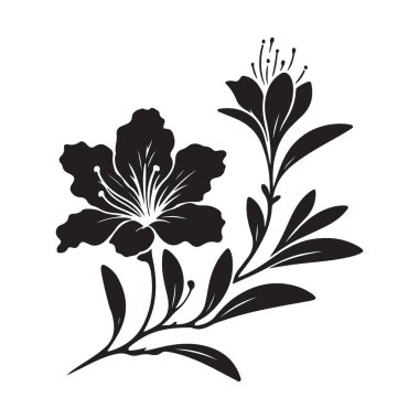 Bitkisel Tasarım için Çiçek Çiçeği Silueti Vektör İllüstrasyonu
