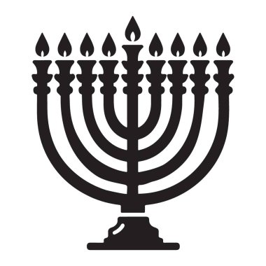 Hanukkah Tatil Dekorasyonu için Menorah Siluet Vektör İllüstrasyonu