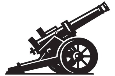Cannon Siluet Tarih Askeri ve Topçu Temaları İllüstrasyonu