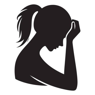 Hüzünlü Kadın Vektör Grafiğinin Silueti