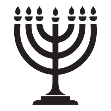 Klasik Menorah Silueti Çizimi Işık ve Kutlamayı Sembolize ediyor