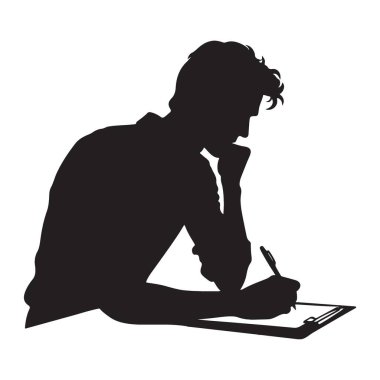 Siluet Adam Notlar Yazıyor Yaratıcı Düşünce Süreci Çizimi