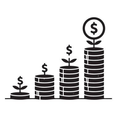 Yatırım ve refahı gösteren finansal büyüme silueti vektör sanatı
