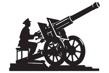 Topçu Tüfeği Silüeti Vektör İllüstrasyonu Tarihi Askeri Konseptler İçin Harika