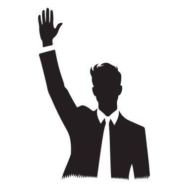 Adam Dalgalanan Siluet Çizimi Takım Elbise Sembolize Selamlama