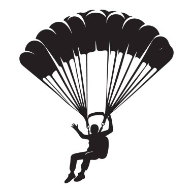Siluet paraşüt altında uçan paraşütçü atlayış macerası ekstrem spor