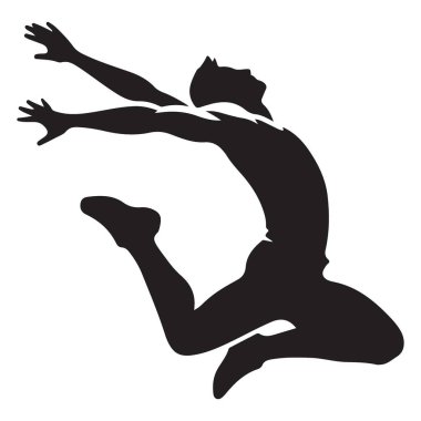 Zevk için atlayan bir adamın silueti başarı heyecanı.