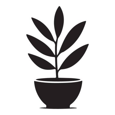 Saksı Bitkisi Silüeti Vektör İllüstrasyon Yeşillik Büyüme ve Doğa