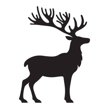 Görkemli Kırmızı Geyik Geyiği tasviri Zarif Boynuzlular Vahşi Yaşam Silueti