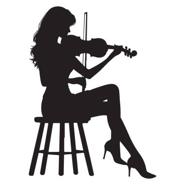 Keman çalan kemancı kadın Siluet Müzik Performansı Çizim Biçimi