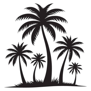 Tropikal Palmiye Ağaçları Yaz Tasarımları için Siluet Vektör Grafiği